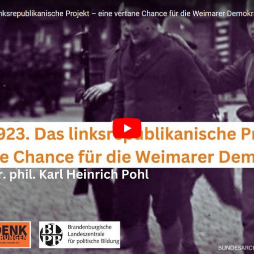 "Sachsen 1923. Das linksrepublikanische Projekt – eine vertane Chance für die Weimarer Demokratie?"
